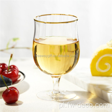 Dostosowane przezroczyste kieliszki do wina ze złotą obręczą